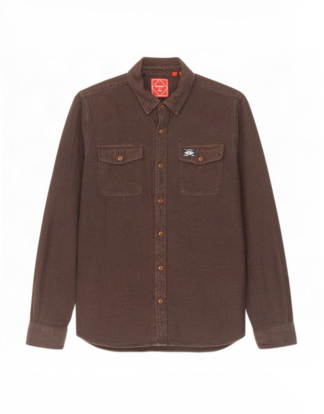 Camicia da uomo in flanella Superdry grande cotone marrone
