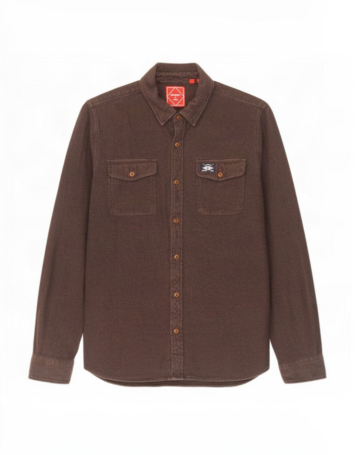 Camicia da uomo in flanella Superdry grande cotone marrone