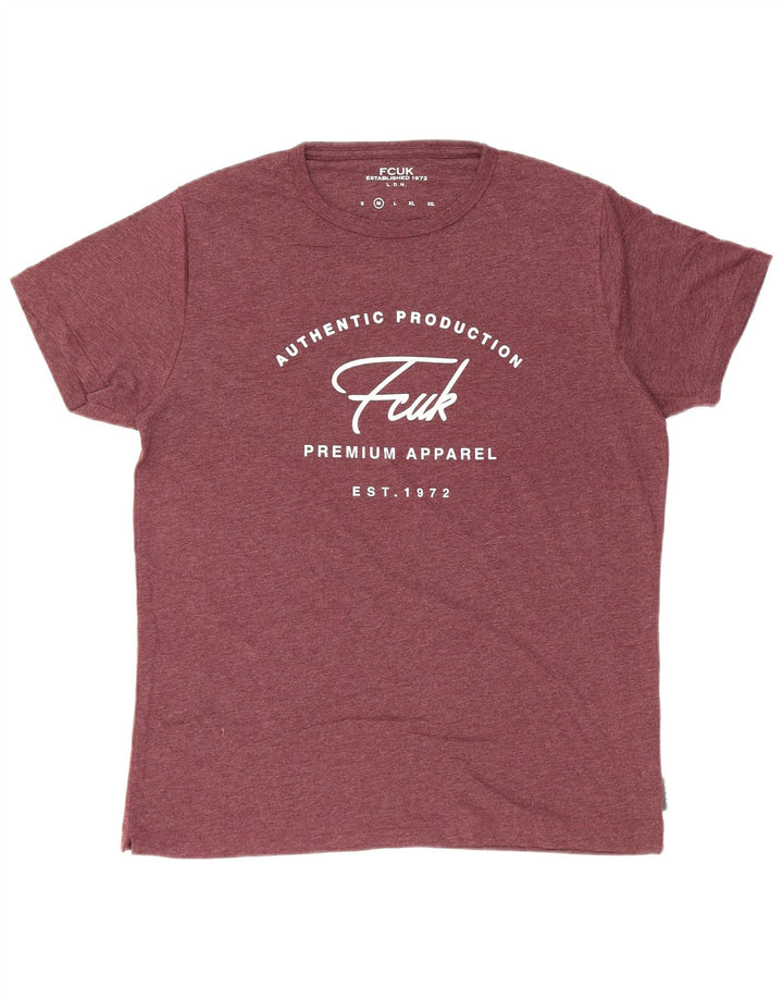 T-shirt grafica da uomo FCUK Top in cotone bordeaux medio