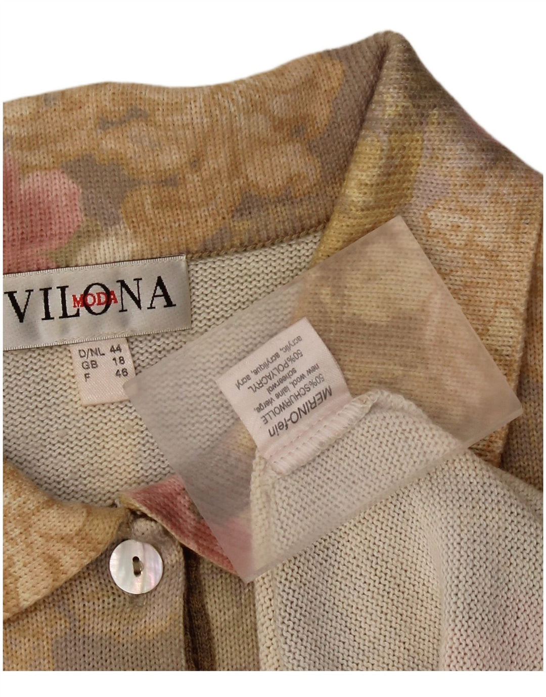 VILONA MODA Maglione da donna con collo alto UK 18 XL Lana floreale gialla