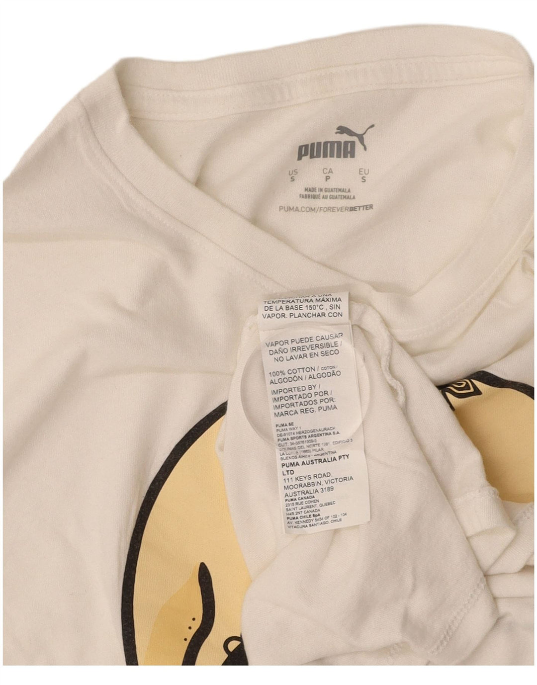T-shirt grafica da uomo PUMA Top Small in cotone bianco sporco
