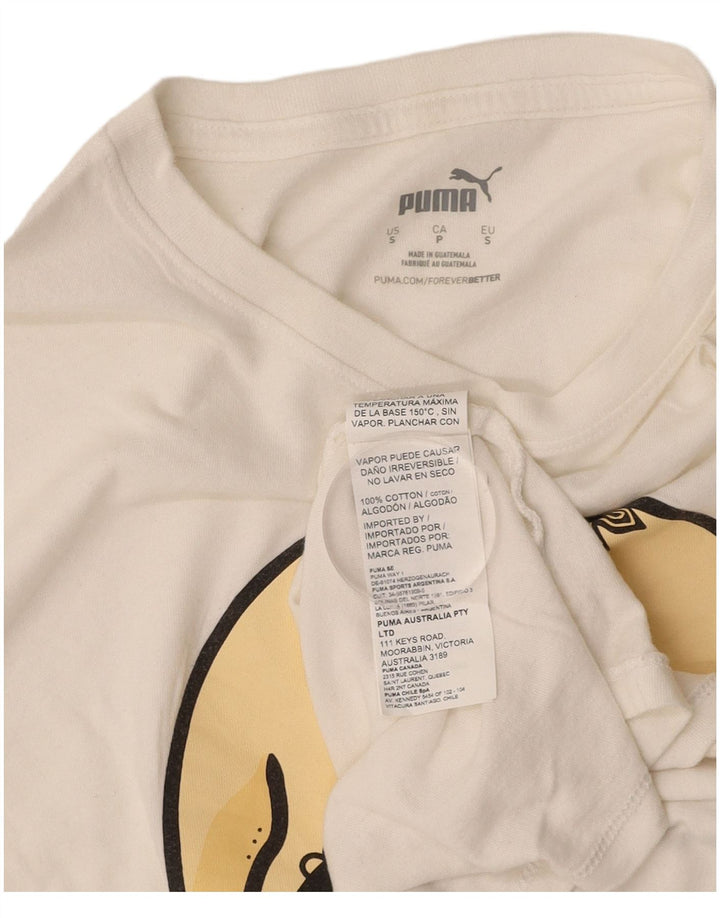T-shirt grafica da uomo PUMA Top Small in cotone bianco sporco