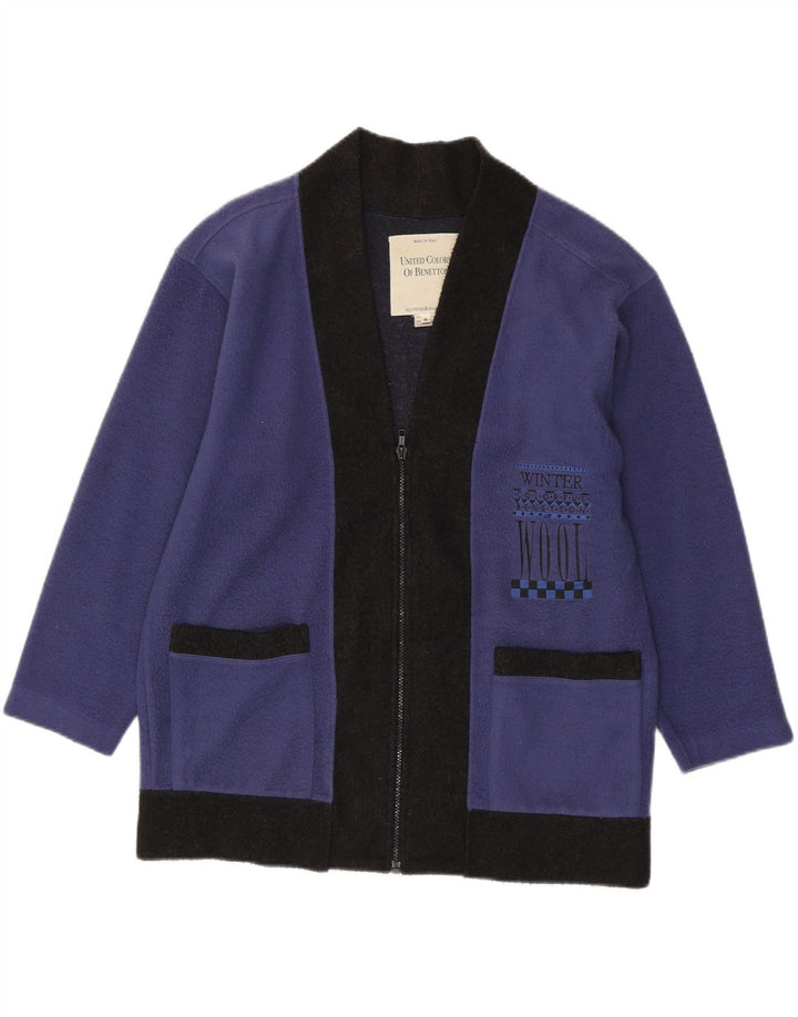 Maglione cardigan da uomo vestibilità ampia Benetton piccolo poliestere color block blu