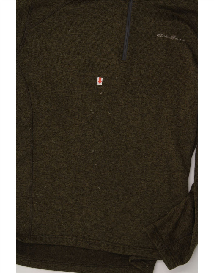 EDDIE BAUER Mens Zip Neck Sweatshirt Jumper XL Khaki Polyester Vintage Eddie Bauer and Second-Hand Eddie Bauer from Messina Hembry 