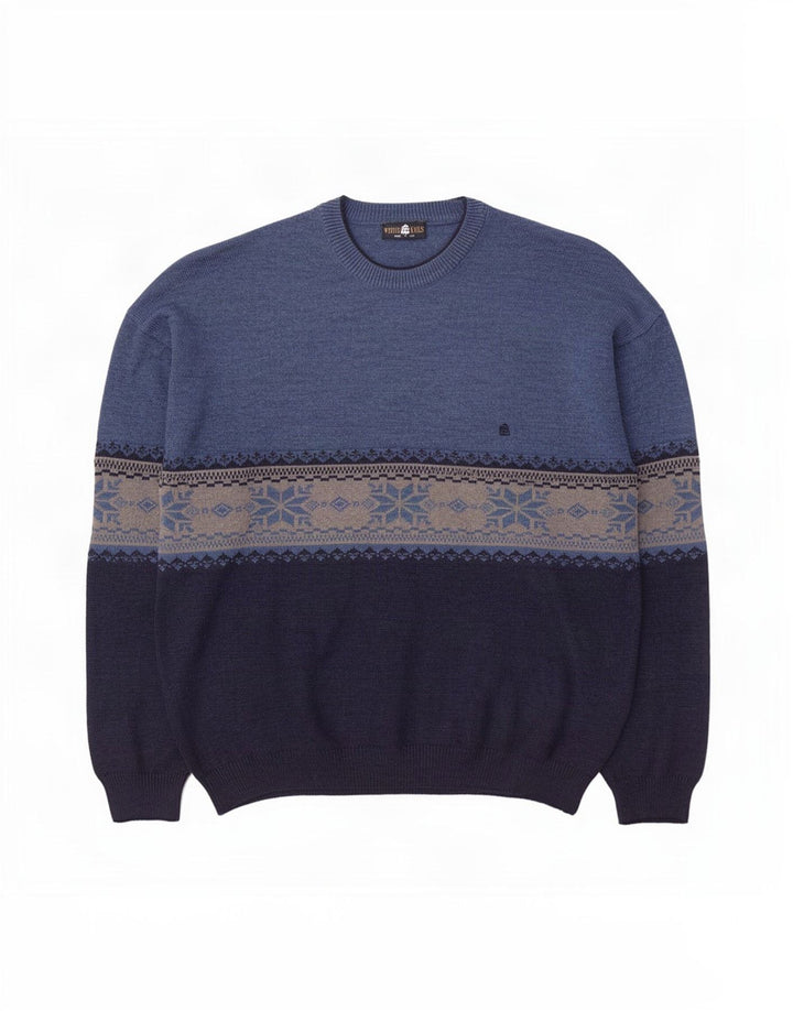 Maglione girocollo da uomo White Sails Lana Fair Isle blu grande