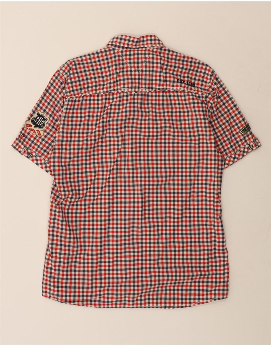 TOMMY HILFIGER Camicia a maniche corte Heritage da uomo XL in cotone a quadri rossi