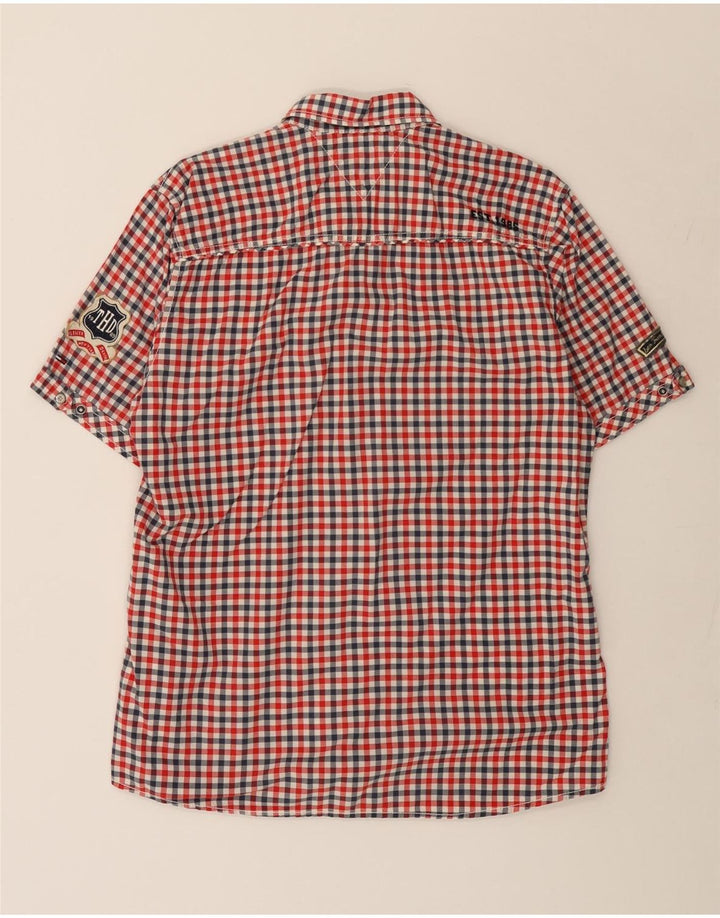 TOMMY HILFIGER Camicia a maniche corte Heritage da uomo XL in cotone a quadri rossi