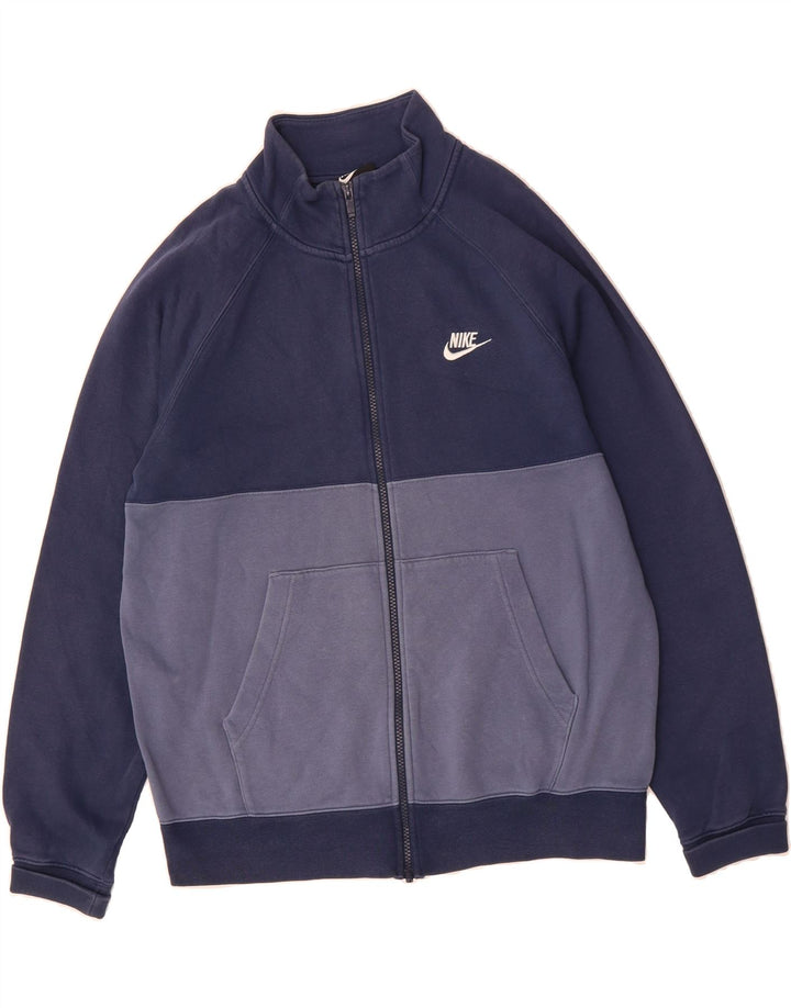 NIKE Mens Tracksuit Top Jacket Medium Navy Blue Colourblock Cotton Vintage Nike and Second-Hand Nike from Messina Hembry 