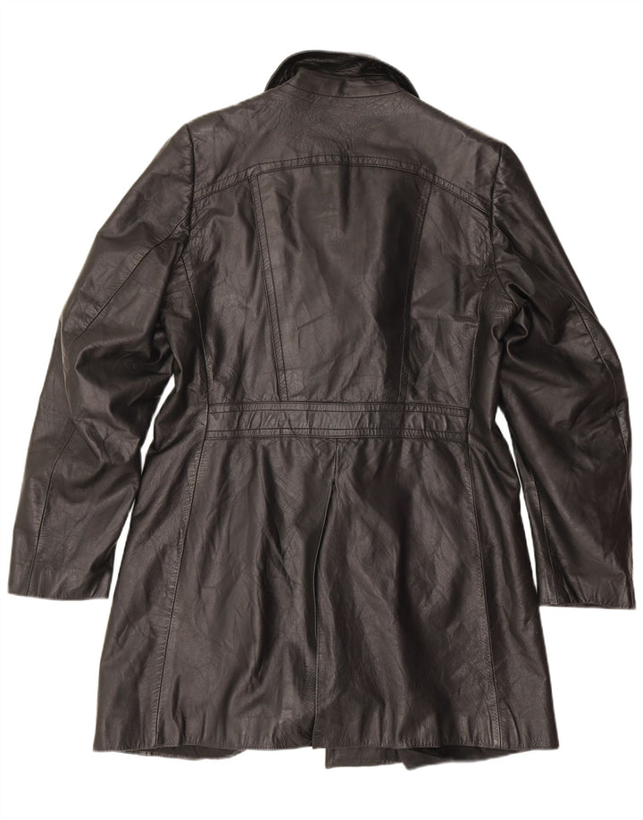 Cappotto in pelle vintage da uomo UK 38 medio nero