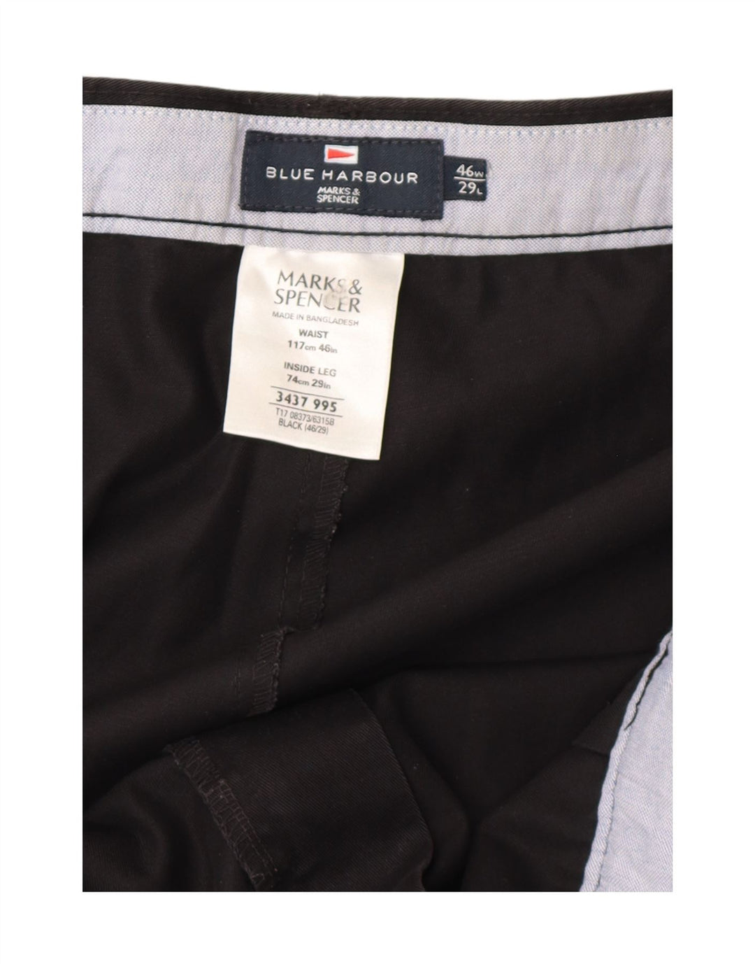 Pantaloni chino con pegging da uomo Marks & Spencer W46 L29 cotone nero