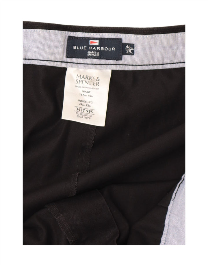 Pantaloni chino con pegging da uomo Marks & Spencer W46 L29 cotone nero