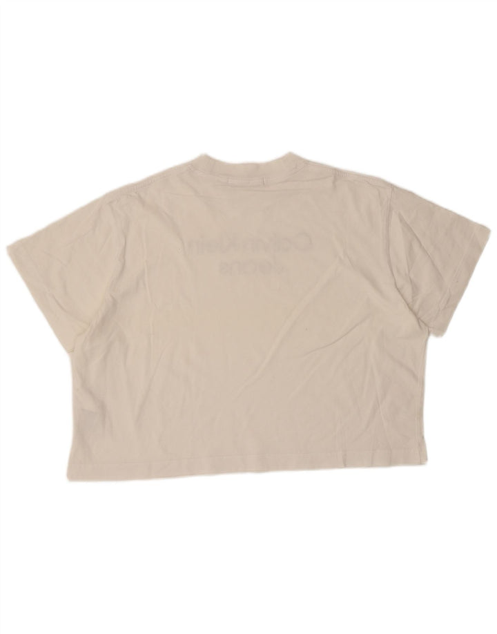 T-shirt grafica corta da donna Calvin Klein Jeans Top UK 14 Medium White
