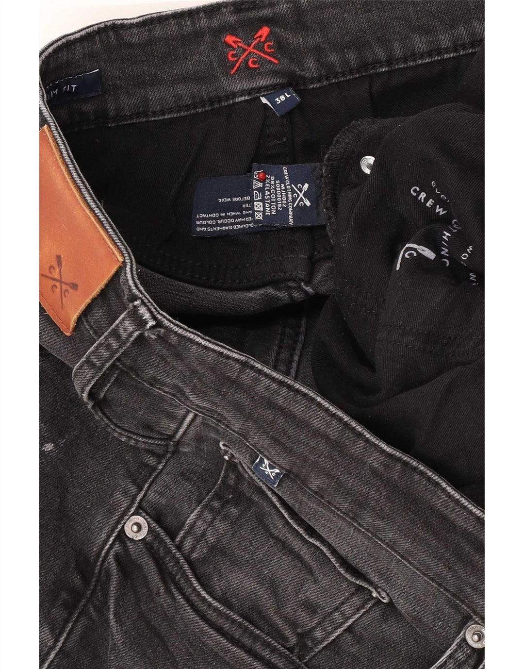 Crew Clothing Jeans slim da uomo W38 L33 Cotone grigio