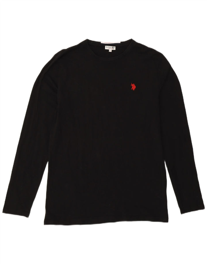 Polo Assn. Top da uomo a manica lunga grande in cotone nero
