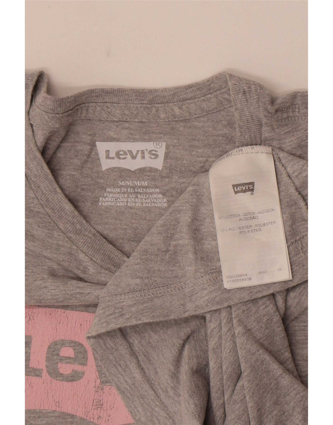 T-shirt grafica da donna Levi's Top UK 12 Cotone screziato grigio medio