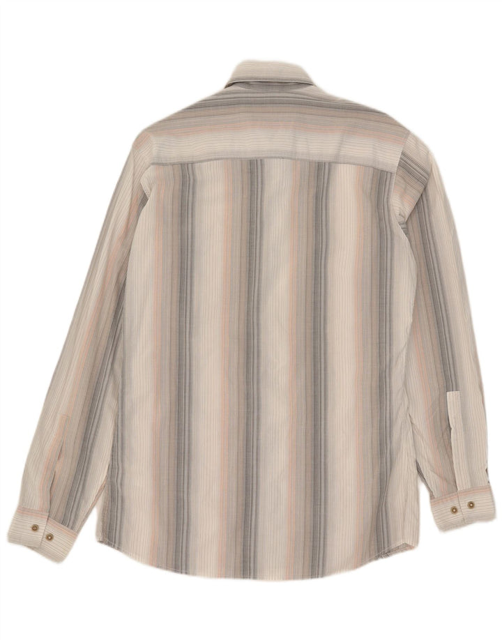 Camicia da uomo Marlboro Classics in cotone a righe bianche medie