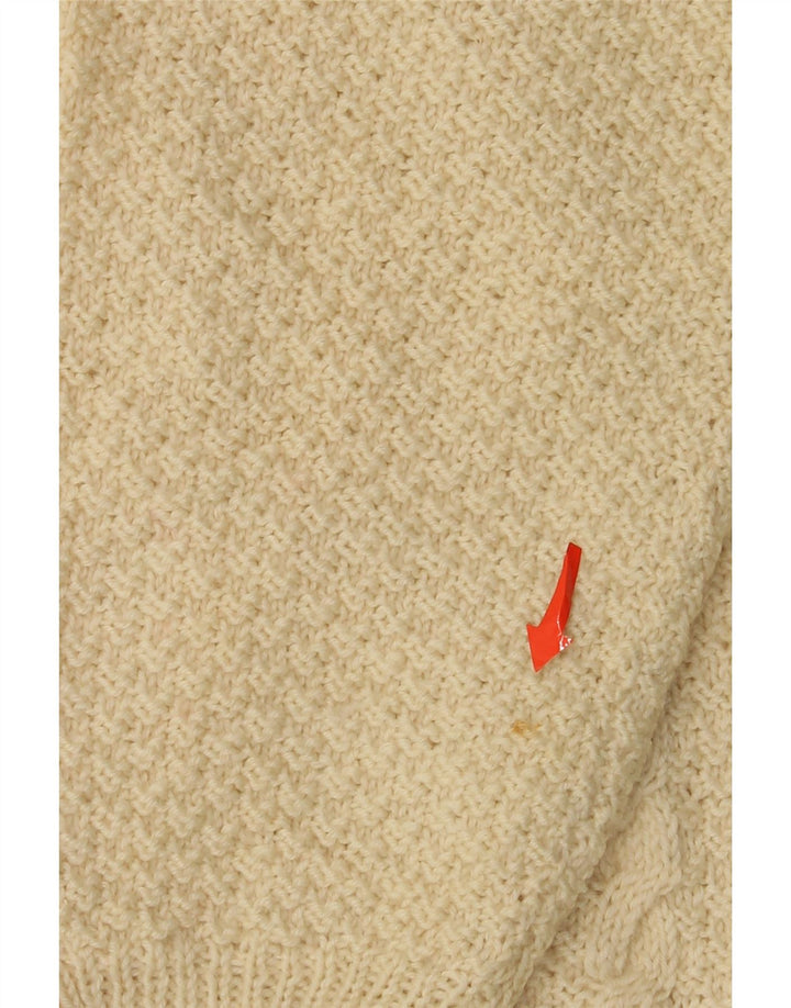 Maglione vintage da uomo con scollo a V grande beige