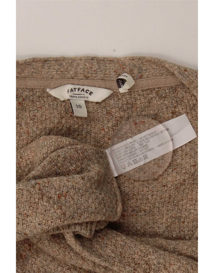 Maglione cardigan da donna Fat Face UK 10 piccolo cotone marrone