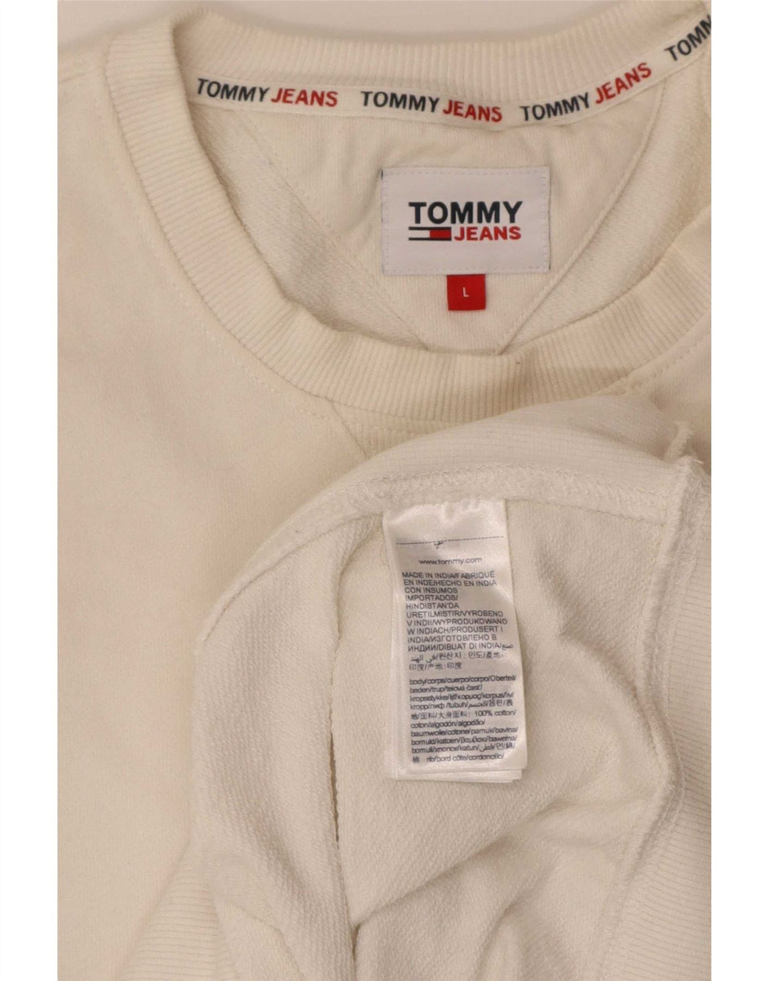 Tommy Hilfiger Uomo Graphic Regular Fit Felpa Maglione Large Bianco