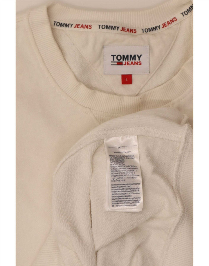 Tommy Hilfiger Uomo Graphic Regular Fit Felpa Maglione Large Bianco