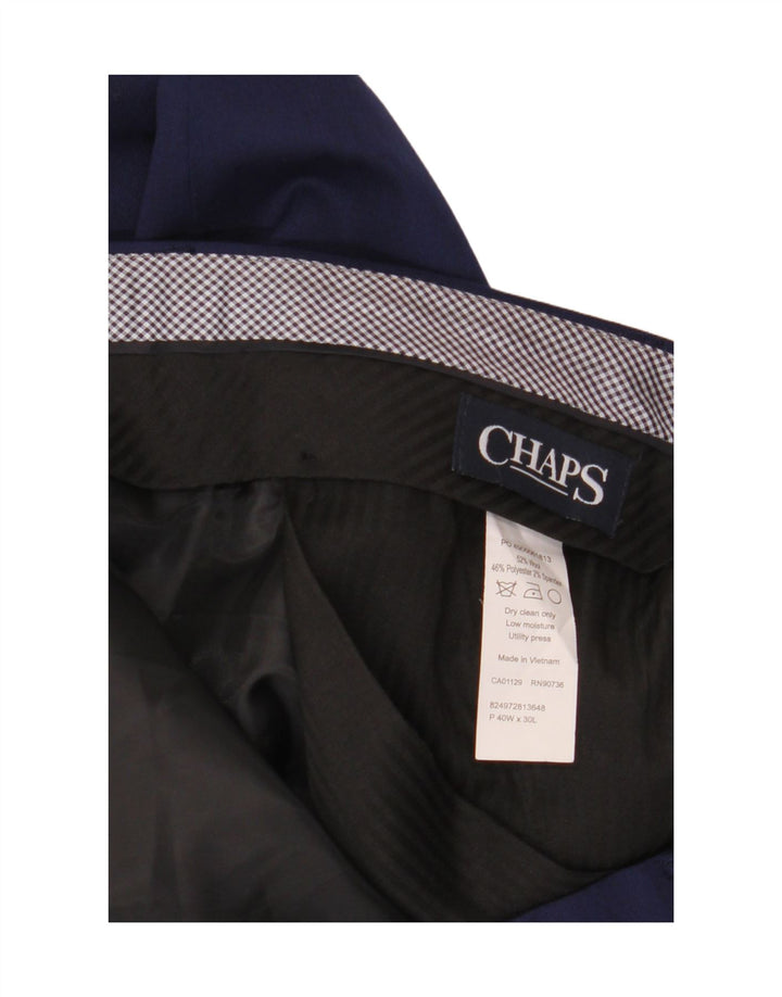 CHAPS Mens Slim Suit Trousers W40 L30 Navy Blue Wool Vintage Chaps and Second-Hand Chaps from Messina Hembry 