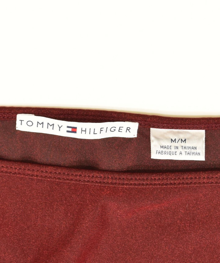 TOMMY HILFIGER Top manica 3/4 da donna UK 14 Poliestere rosso medio