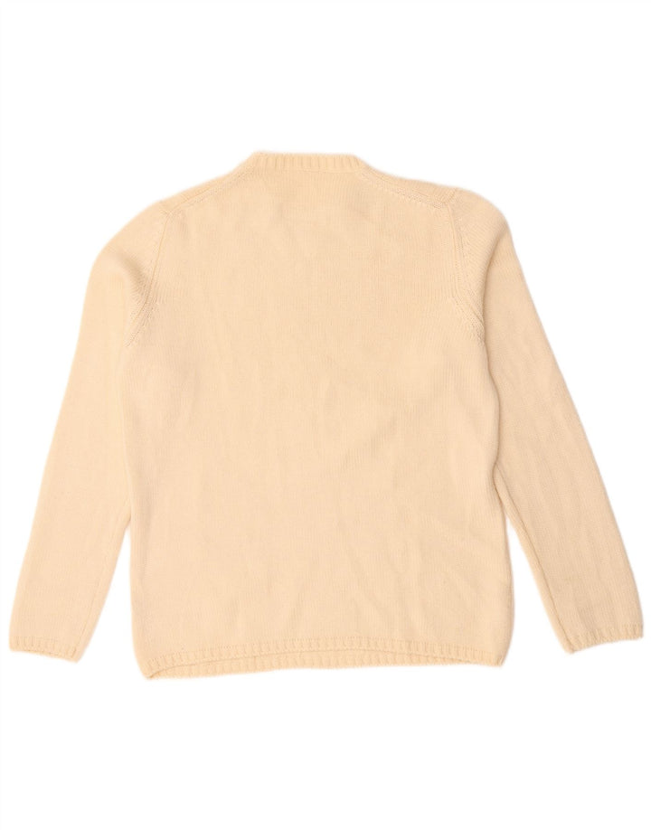 Maglione maglione girocollo da donna vintage IT 44 lana merino bianco sporco medio