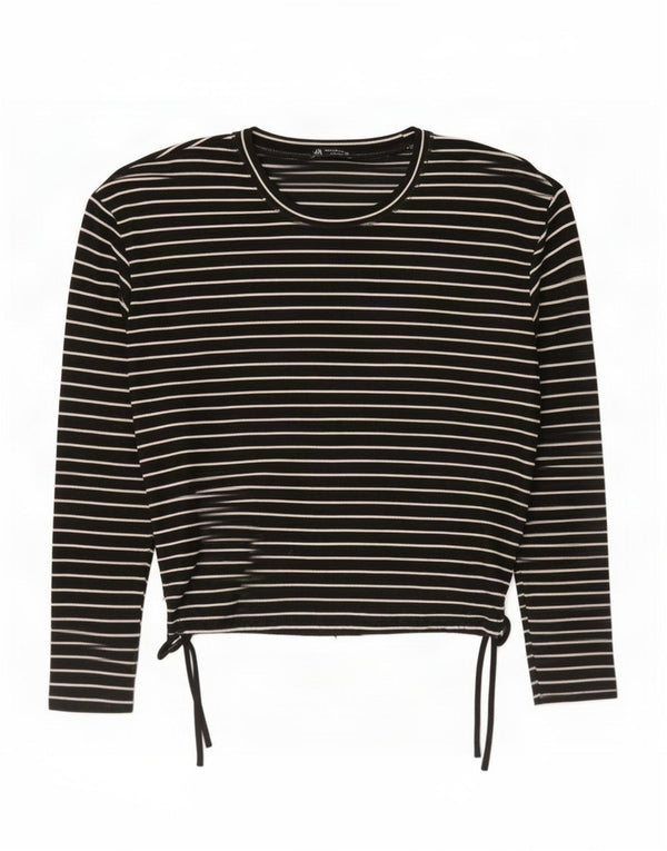Top Zara da donna a maniche lunghe UK 14 viscosa a righe nere medie