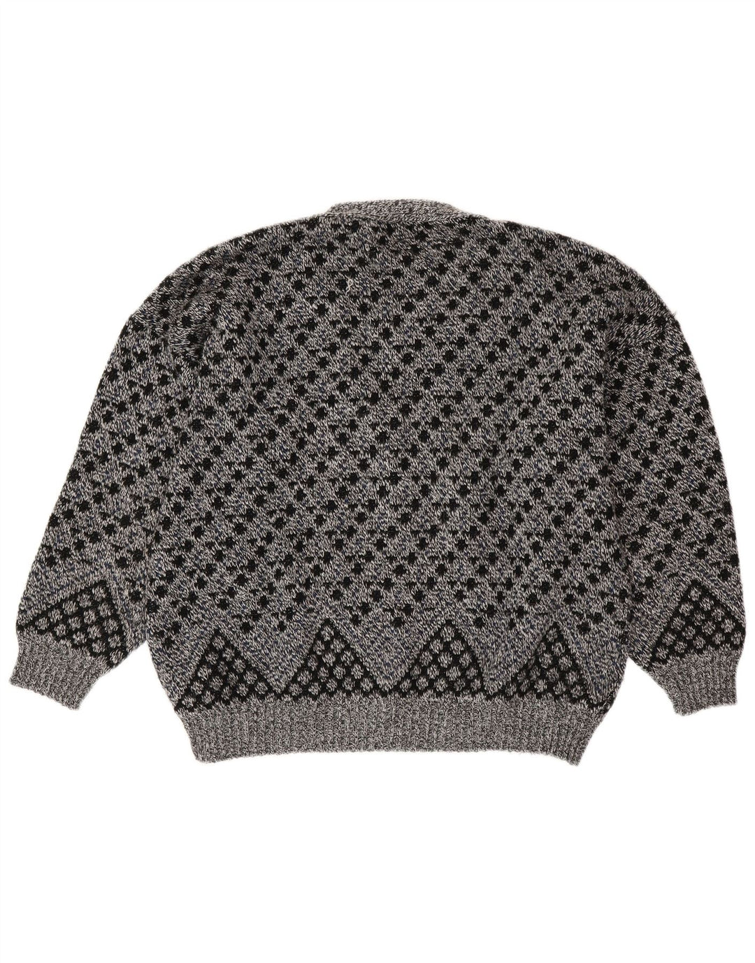 Maglione cardigan da uomo VINTAGE XL lana geometrica grigia
