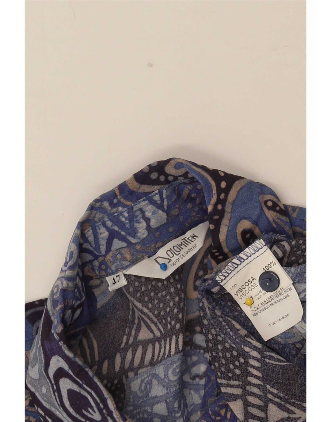 Camicetta Donna Manica Corta Dolomiten IT 47 Large Blu Patchwork