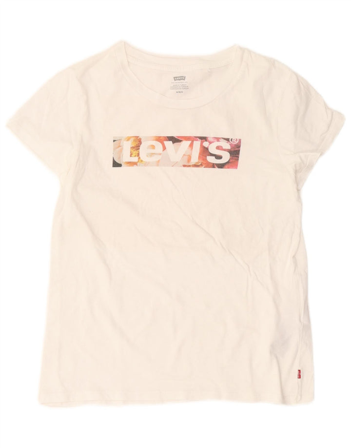 T-shirt grafica da donna Levi's Top UK 12 cotone bianco medio