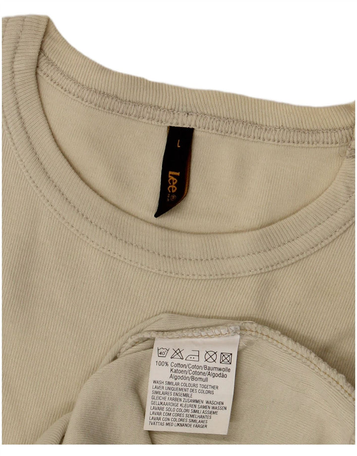 Maglietta da donna Lee Top UK 14 grande in cotone beige