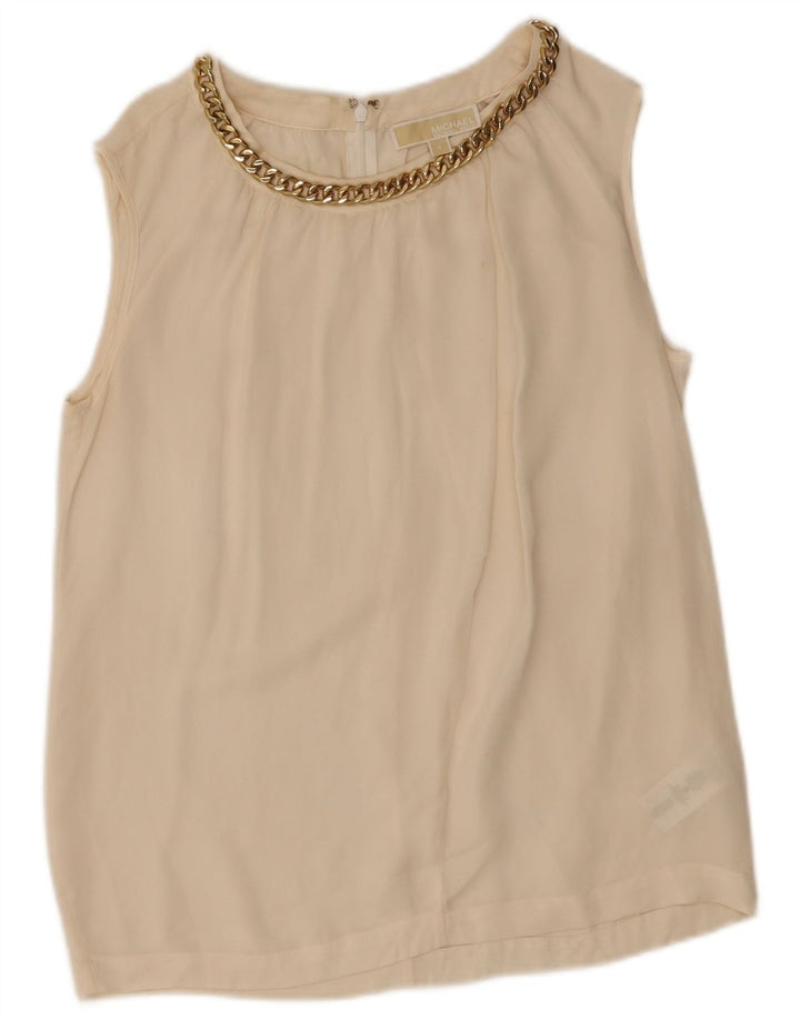 Camicetta senza maniche da donna Michael Kors Top UK 10 Small Off White Silk