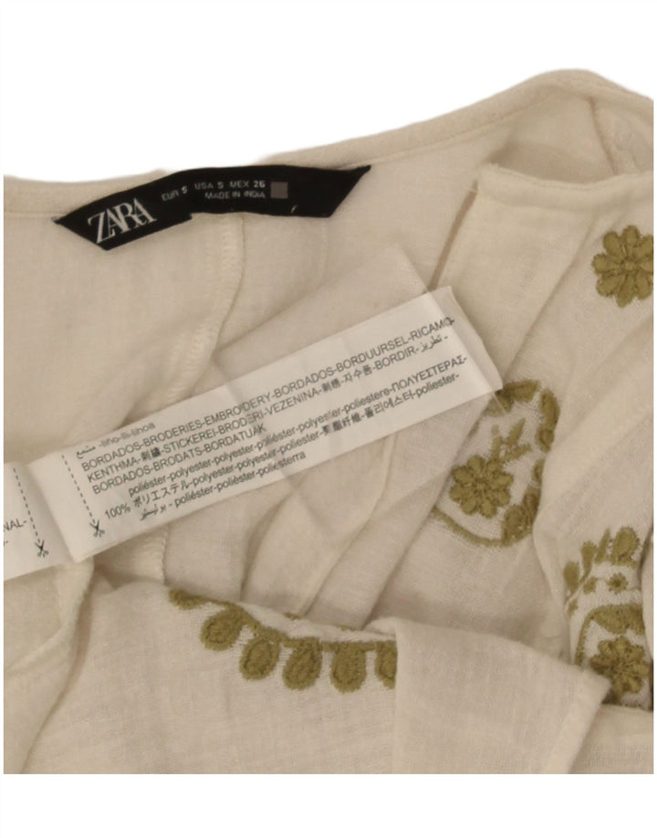 Camicetta oversize da donna Zara Top UK 10 Small Poliestere bianco con motivo cachemire