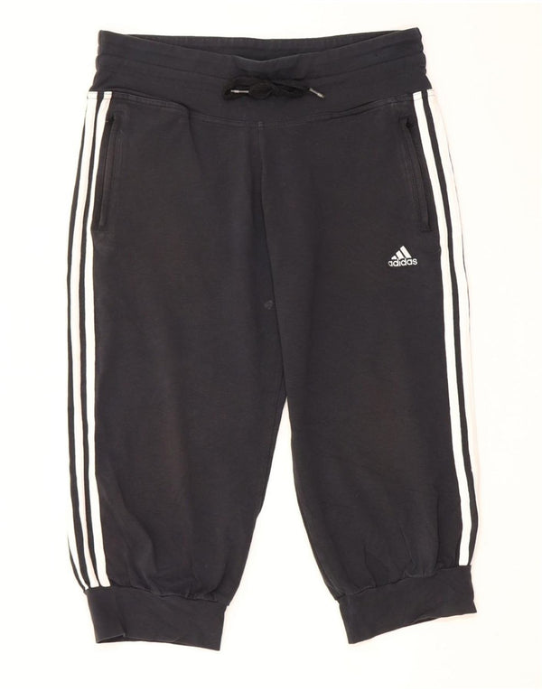 Adidas Womens Capri Tracksuit Trousers Joggers UK 14 Large Black Cotton