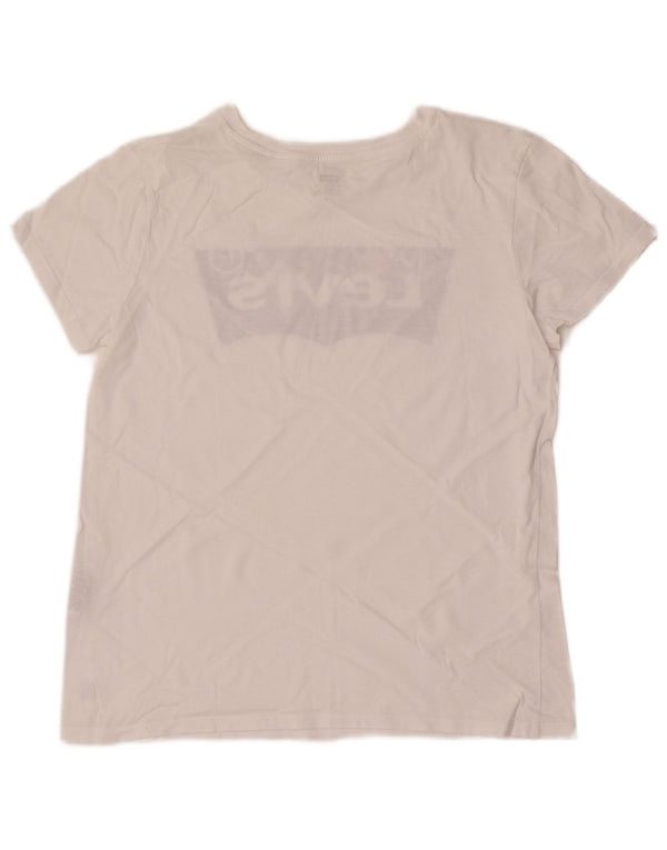 T-shirt grafica da donna Levi's Top UK 12 cotone bianco medio
