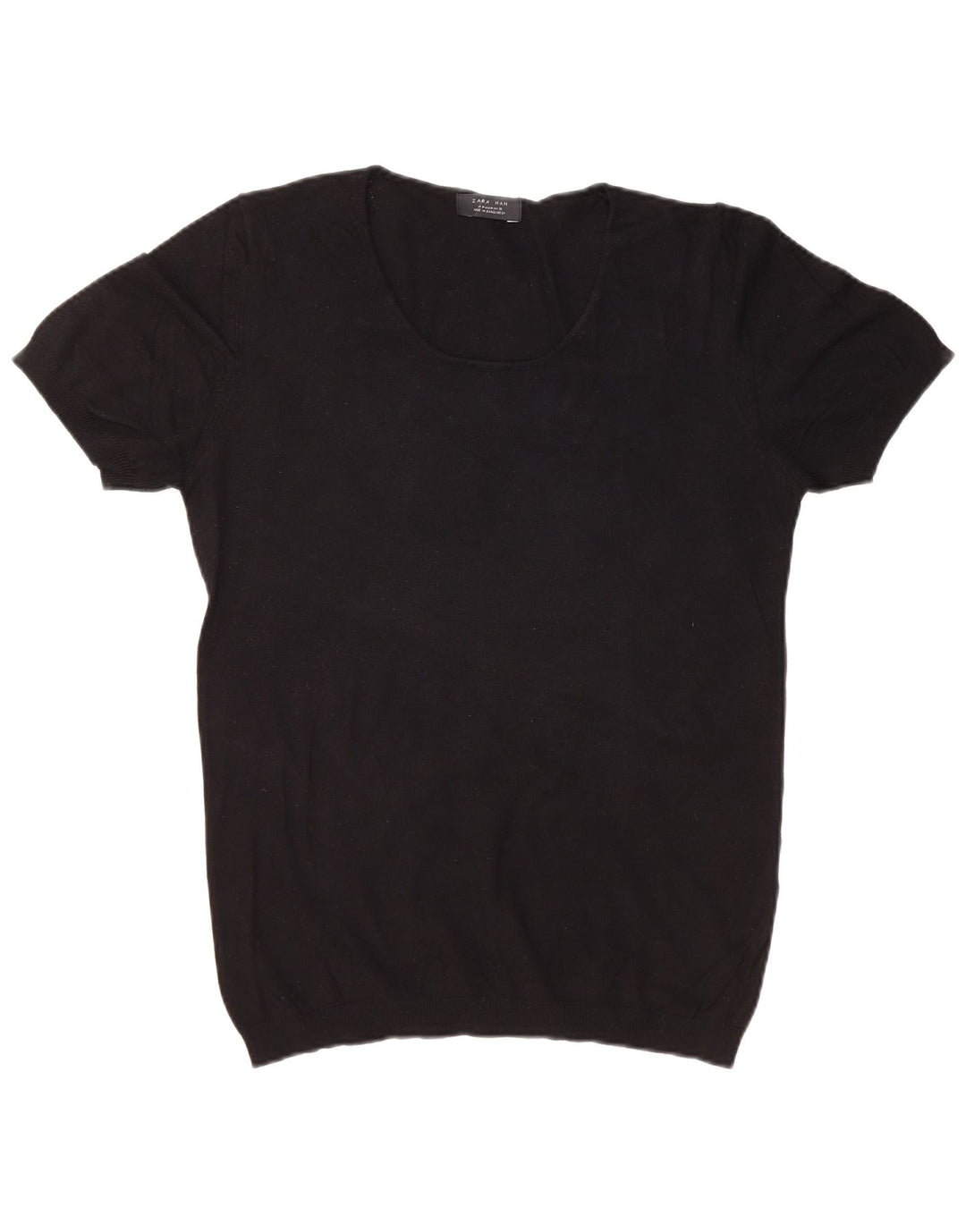 ZARA Maglione da Uomo a Maniche Corte con Scollo a Barca Nero Medio