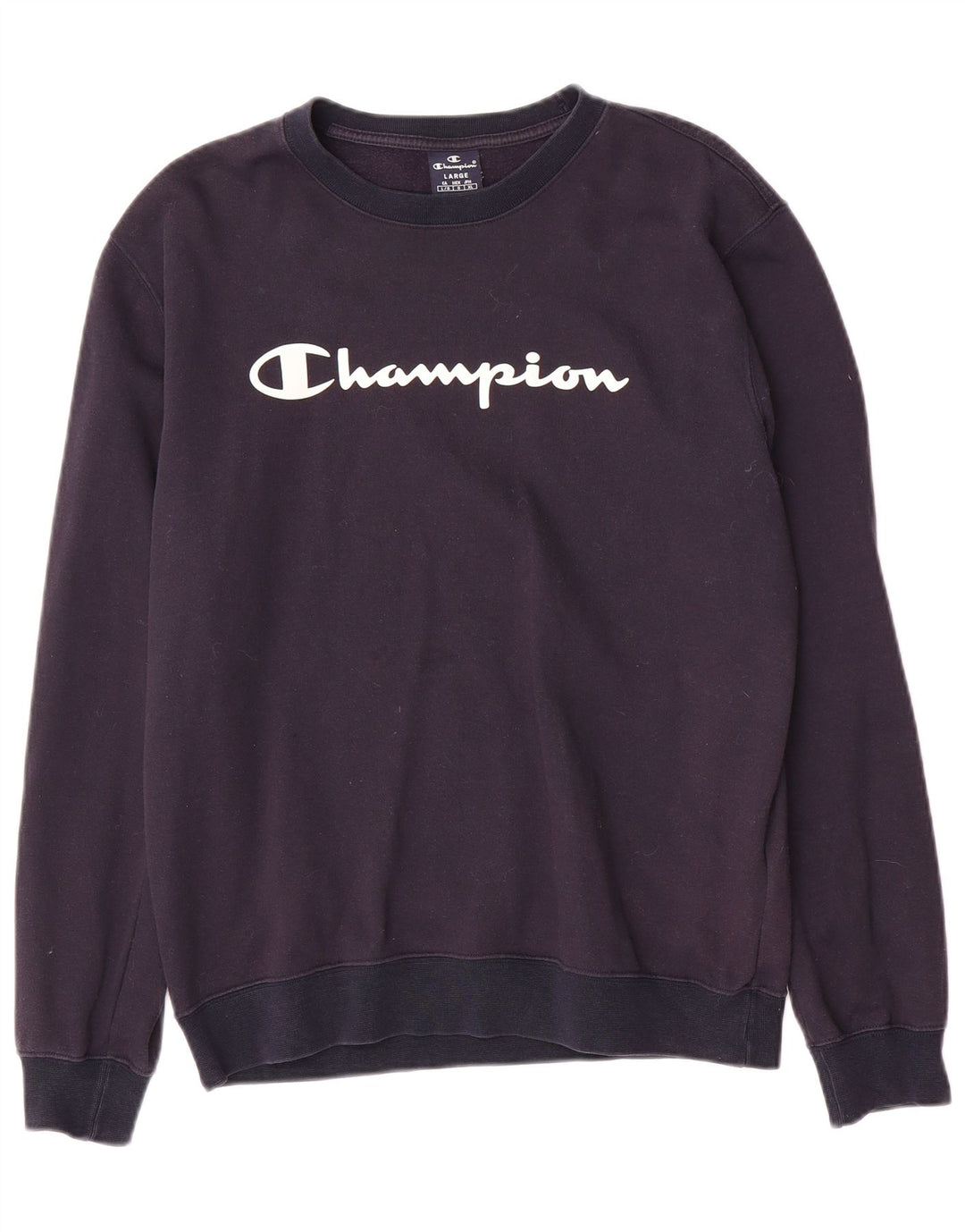 CHAMPION Mens Graphic Sweatshirt Jumper Large Navy Blue Cotton