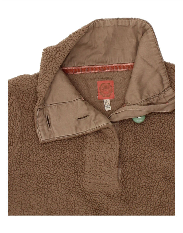 JOULES Womens Button Neck Fleece Jumper UK 10 Small Beige Polyester Vintage Joules and Second-Hand Joules from Messina Hembry 
