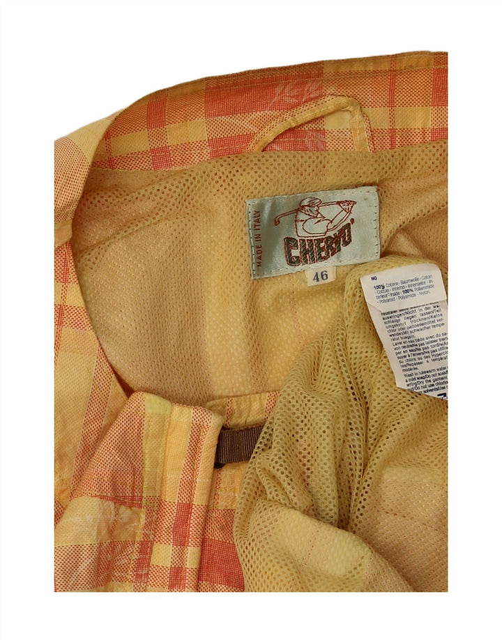 Gilet oversize da donna vintage IT 46 grande cotone a quadri gialli