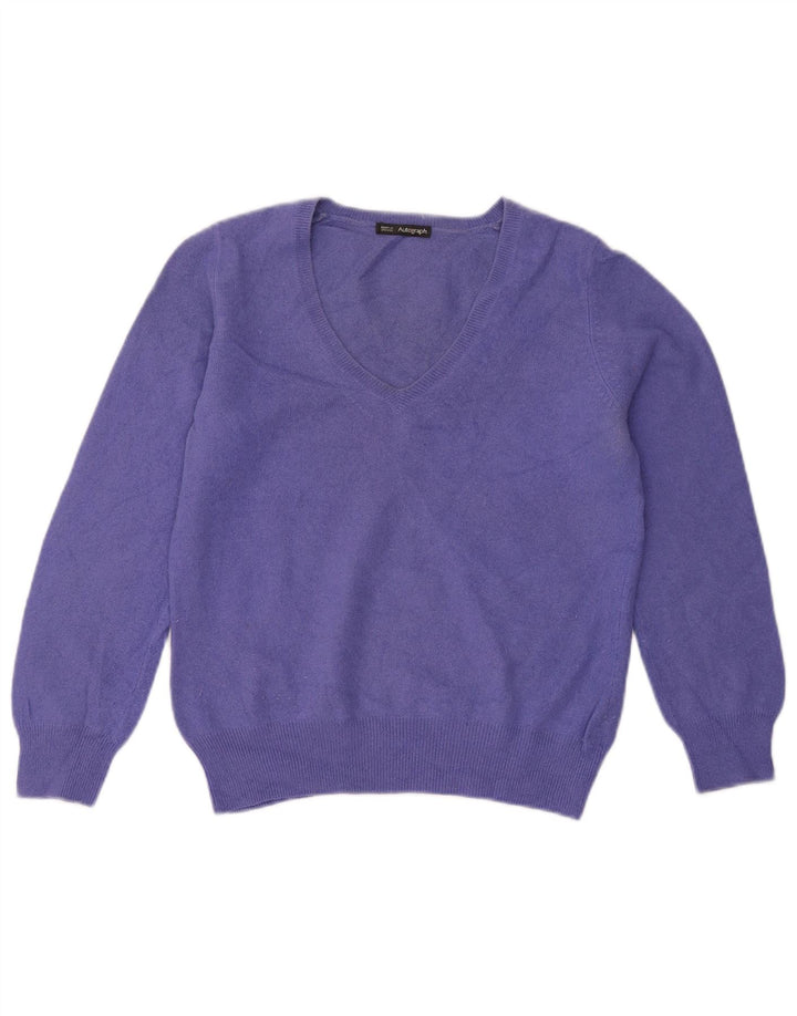 Maglione con scollo a V autografo da donna Marks & Spencer UK 12 Viola medio