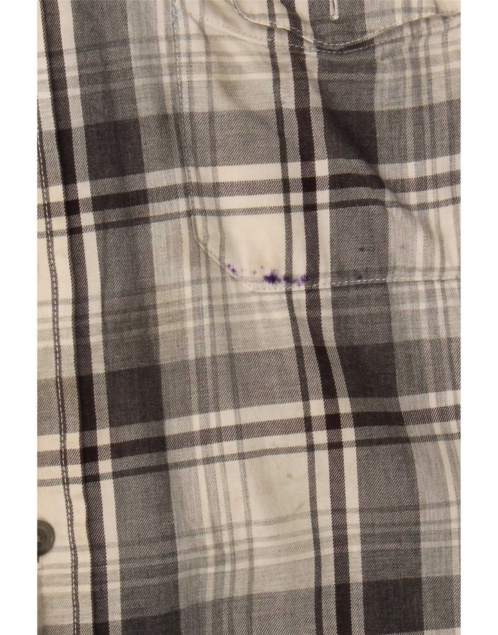 Chaps Camicia da uomo in flanella di cotone a quadri grigi grandi