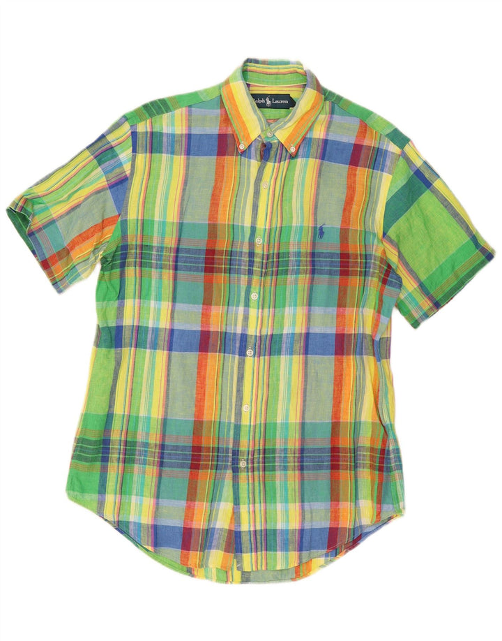 Camicia a maniche corte da uomo Ralph Lauren Lino scozzese medio multicolore