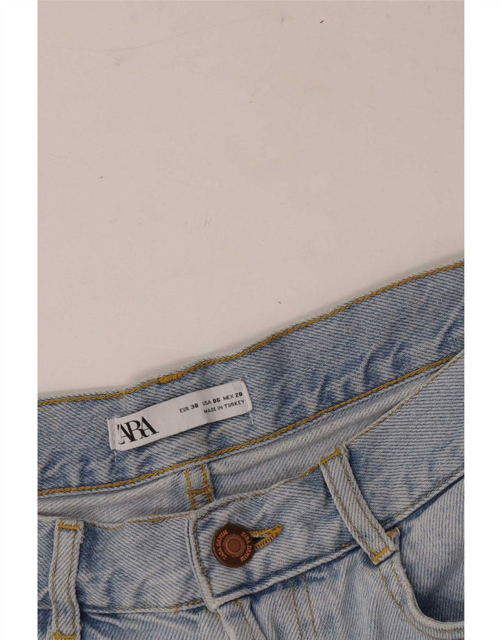 Pantaloncini di jeans invecchiati Zara da donna EU 38 piccoli W28 blu