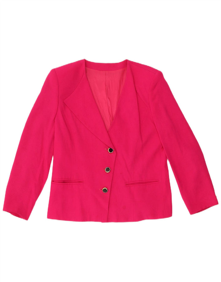 MARINA RINALDI Giacca Blazer da Donna a 3 Bottoni Taglia 19 Piccola Rosa