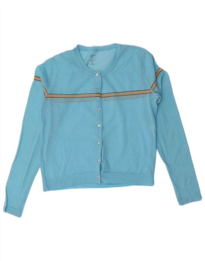 Maglione cardigan corto da donna Marccain UK 14 a righe blu medio