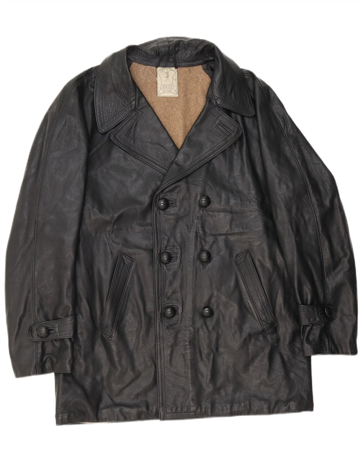 Giacca in pelle vintage da uomo UK 38 in pelle nera media
