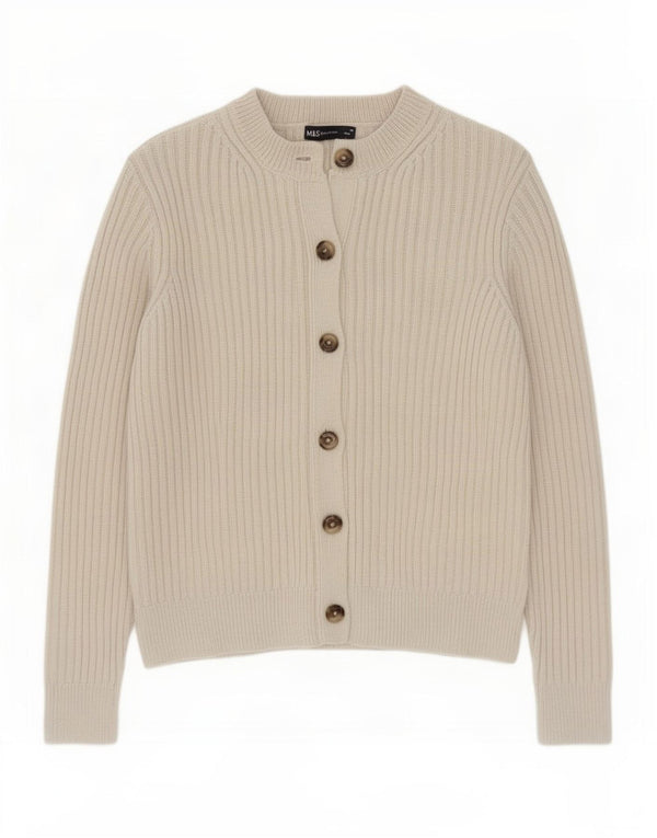 Maglione cardigan da donna Marks & Spencer UK 12 Poliestere bianco sporco medio