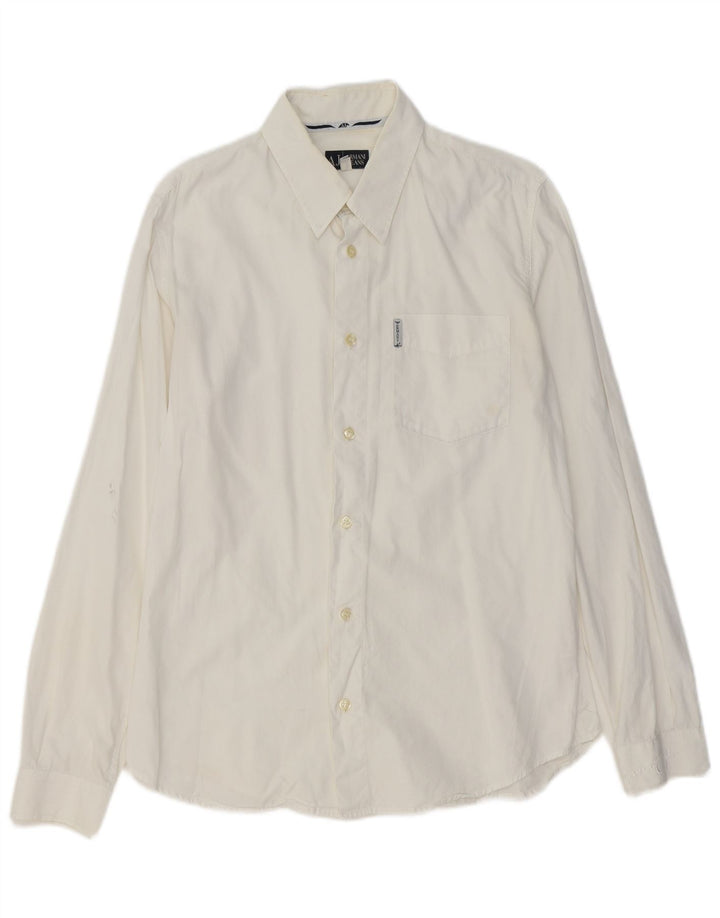 Camicia Armani Jeans Uomo Piccola in Cotone Bianco