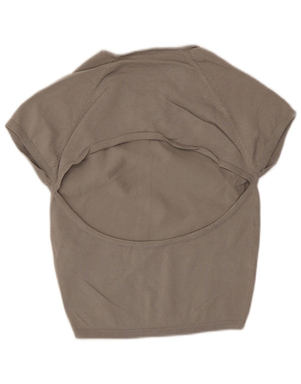 Top corto da donna Zara in camicetta UK 14 grande in viscosa grigia